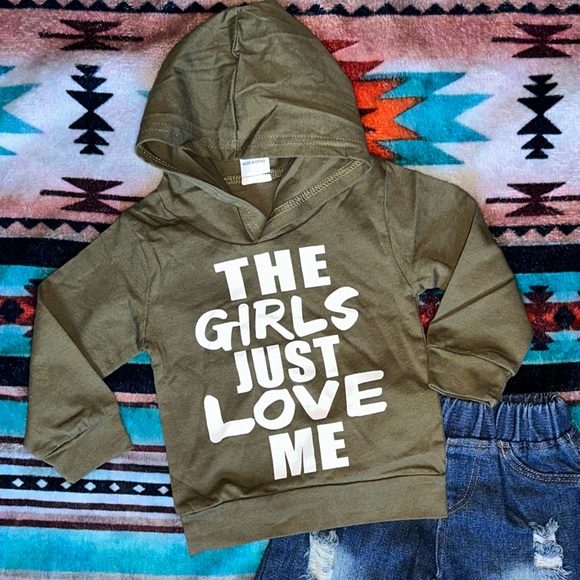 NWT 3/6m Boys Hooded Denim Set - Picture 3 of 4